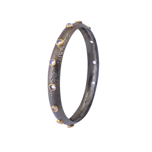 Buy Handmade Silver Two Tone Plated Glass Bangle