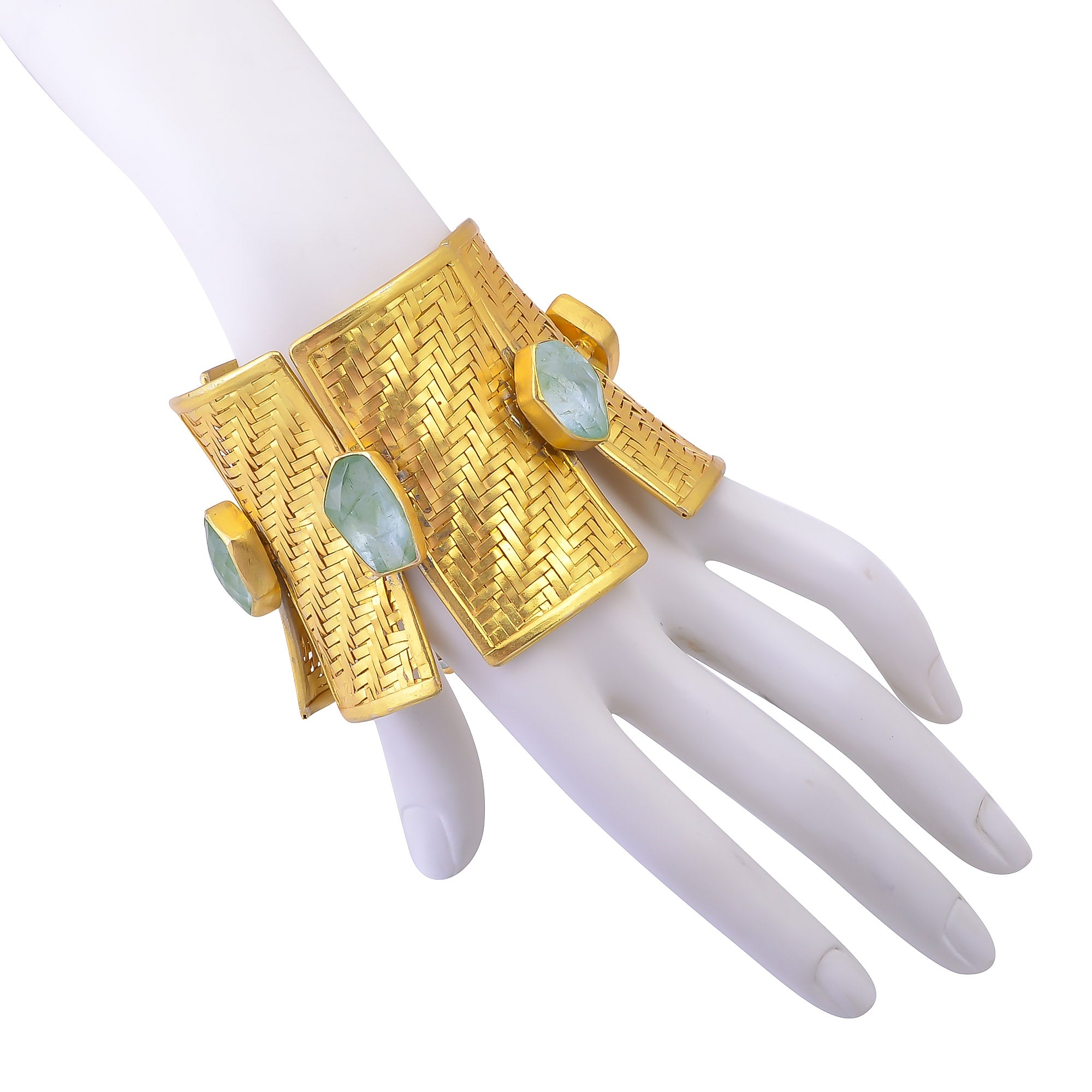 Judith Ripka Sterling Silver CZ Diamonique Aquamarine Hinged Cuff Bracelet  6.5