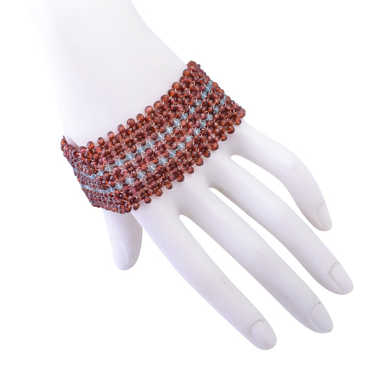 Buy Handcrafted Silver Gold Plated Garnet/apetite Weaving Bracelet