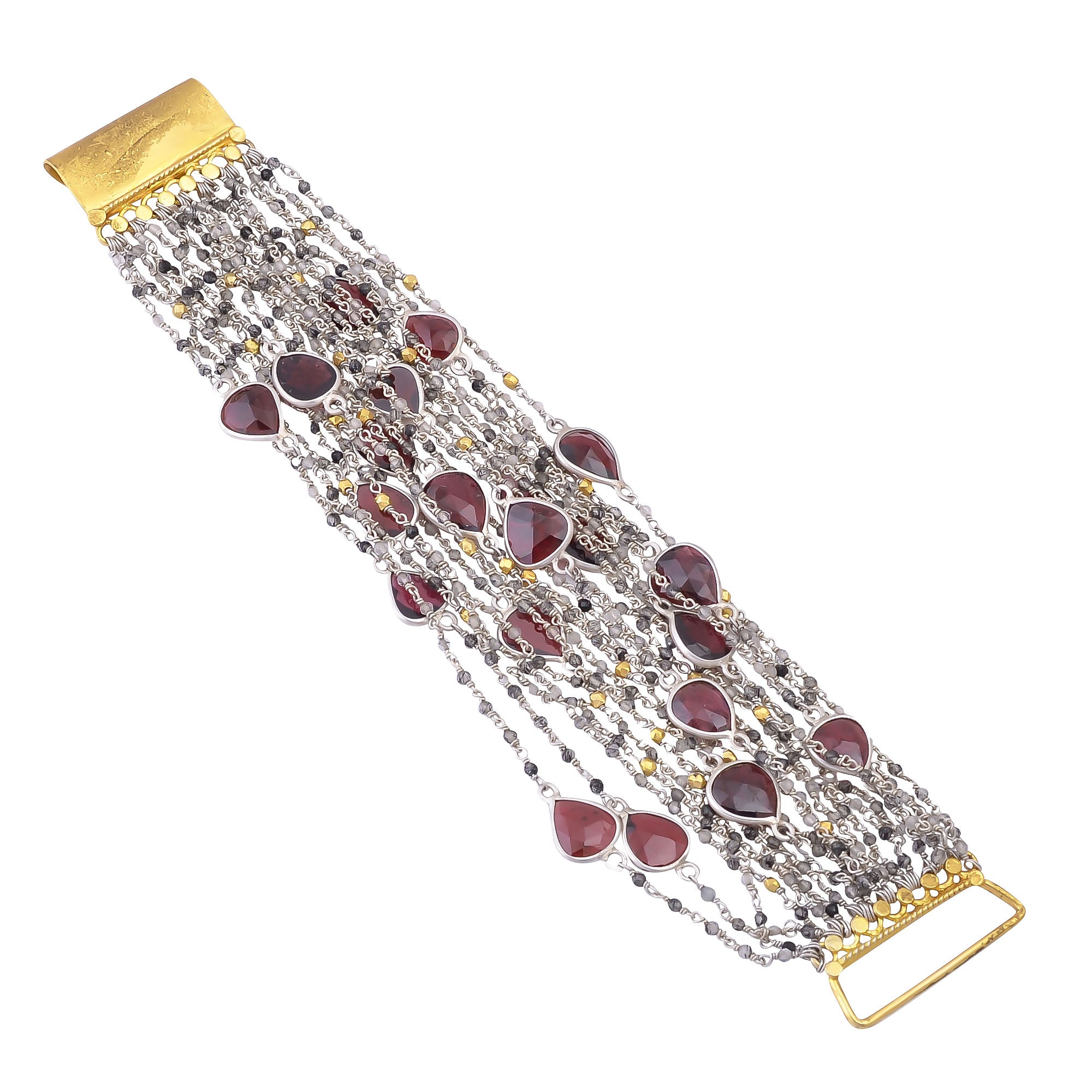 Buy Indian Handcrafted Silver Gold Plated Rotile/garnet Bunch Bracelet