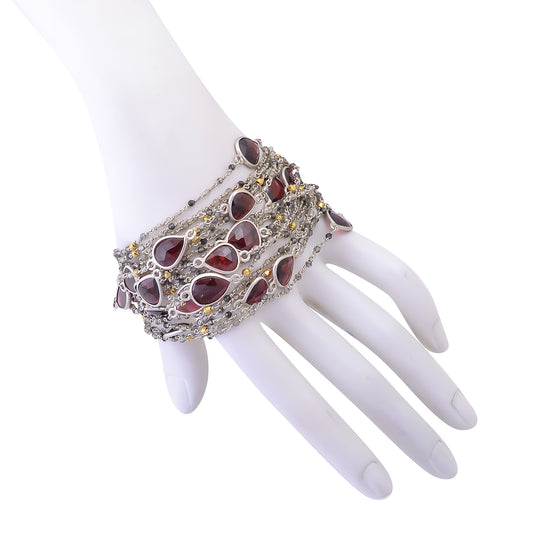 Buy Indian Handcrafted Silver Gold Plated Rotile/garnet Bunch Bracelet