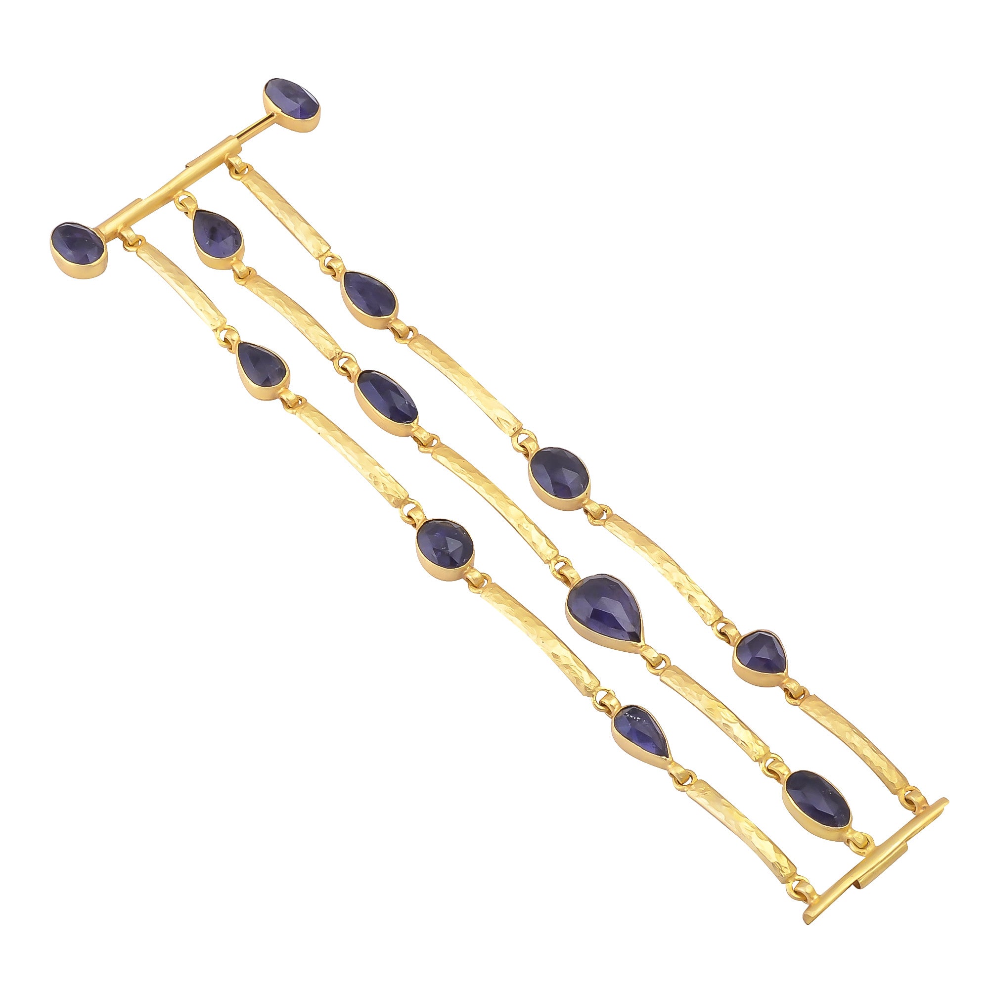 Buy Indian Handcrafted Silver Gold Plated Tanzanite Flat Pipe Bracelet