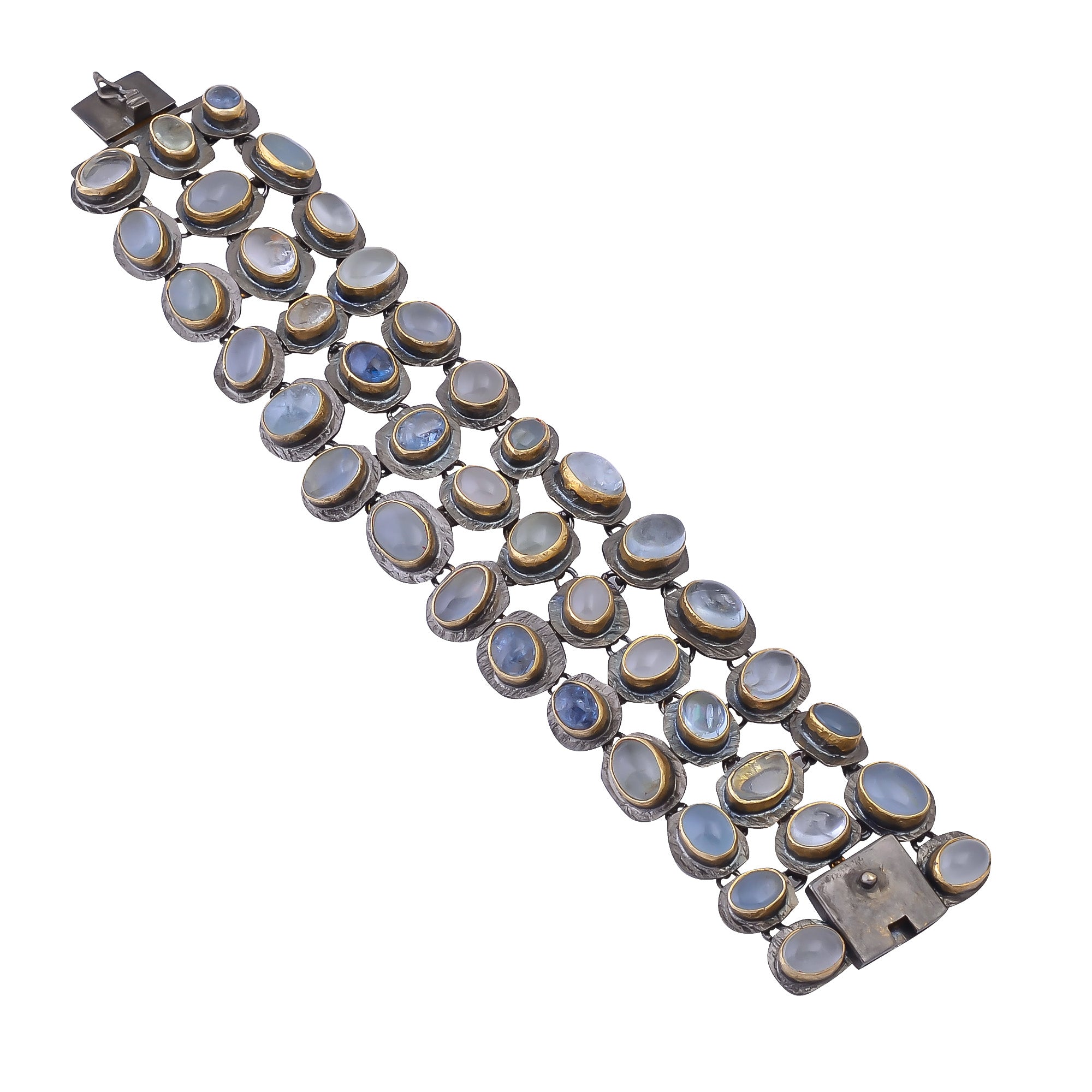 Buy Handmade Silver Gold Black Plated Aquamarine Bracelet