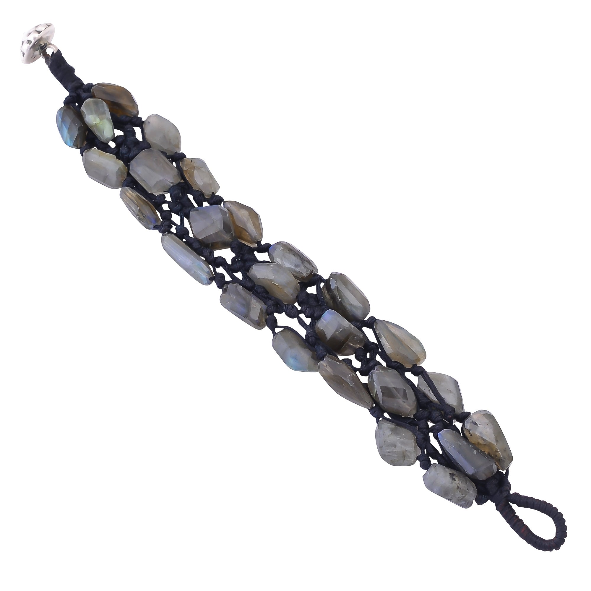 Buy Handcrafted Silver Labrodorite Thread Weaving Bracelet