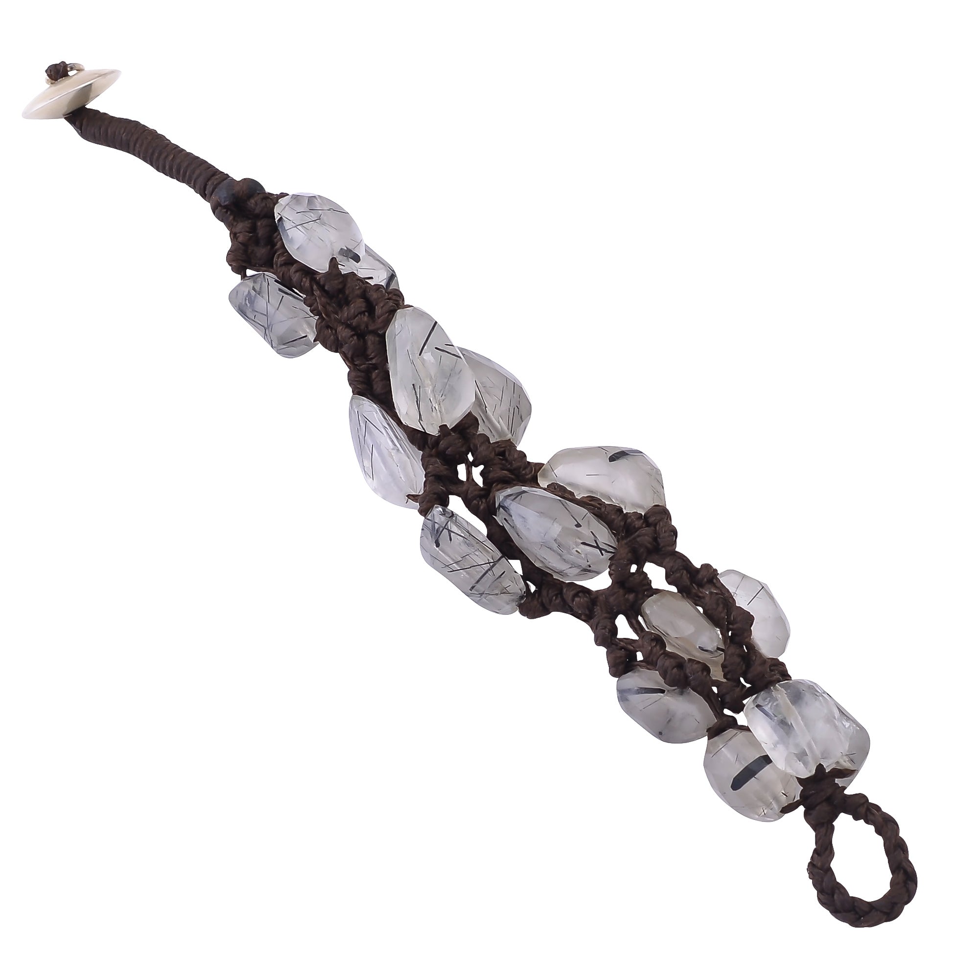 Buy Handcrafted Silver Rutile Thread Weaving Bracelet