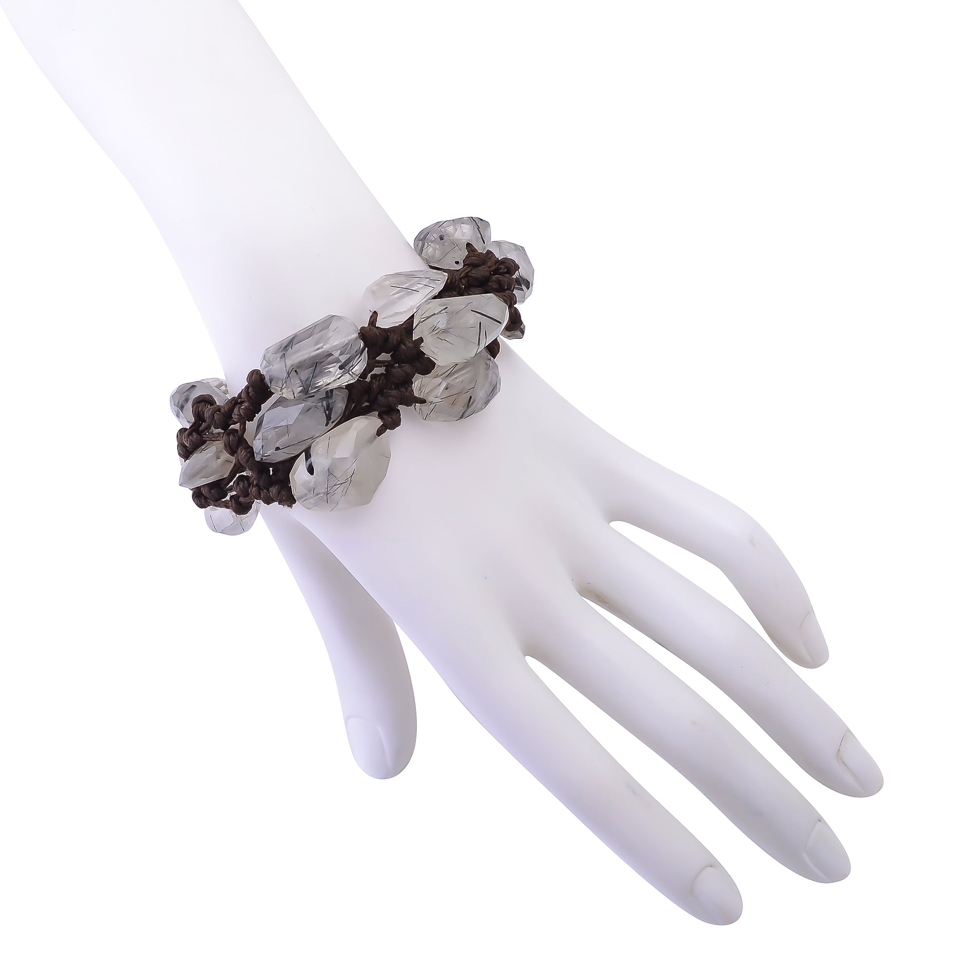 Buy Handcrafted Silver Rutile Thread Weaving Bracelet